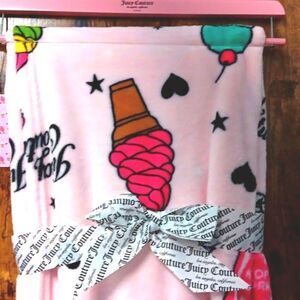NEW Juicy Couture Ice Cream Swirly Plush Throw Blanket